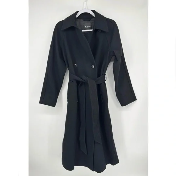 Madewell Italian Fabric Black Trench Coat Size XS NWT - Picture 5 of 7